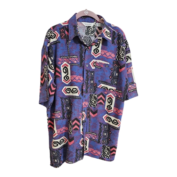 ESQUIRE Vintage Men's Button-down Aztec Pattern - Picture 7 of 7